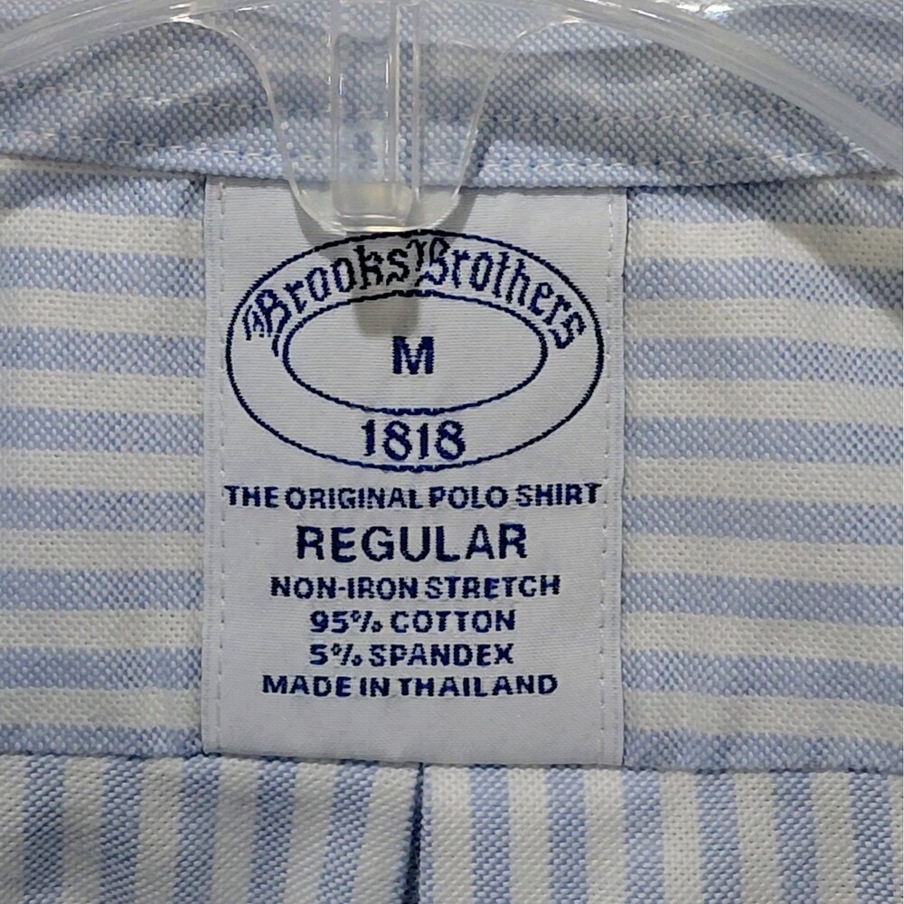 Brooks Brothers Non-Iron Stretch Oxford Short Sleeve Shirt Men's Medium Blue - Picture 5 of 8